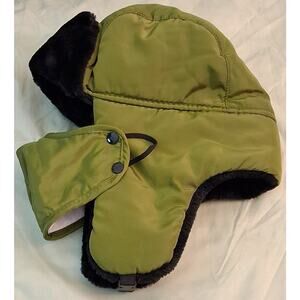 Trapper Green Winter Aviator Hat Faux Fur Brand New